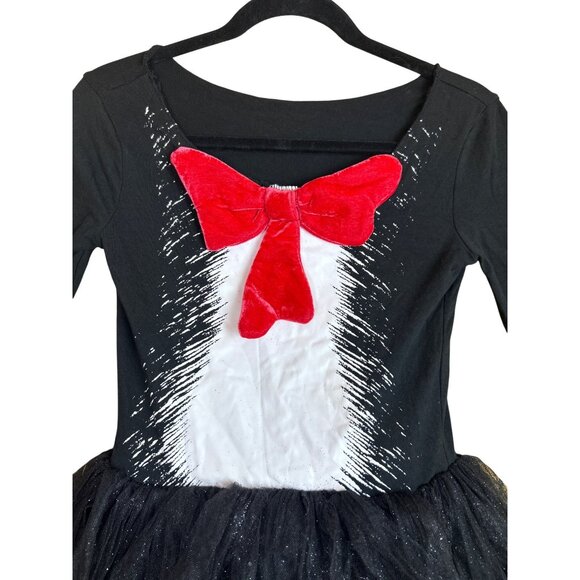 Dr. Seuss Cat in the Hat Tulle Glitter Tutu Dress Black Red Velvet Bow Girl's M - Picture 2 of 8